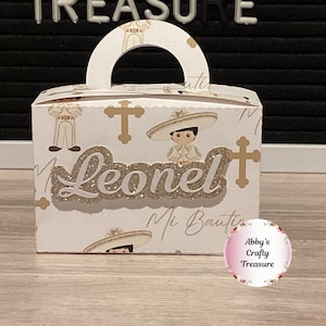 Personalized Mi Bautizo Favor Boxes: Charrito Theme, Set of 12
