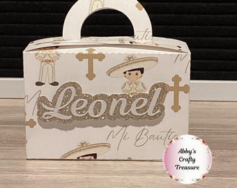 Personalized Mi Bautizo Favor Boxes: Charrito Theme, Set of 12