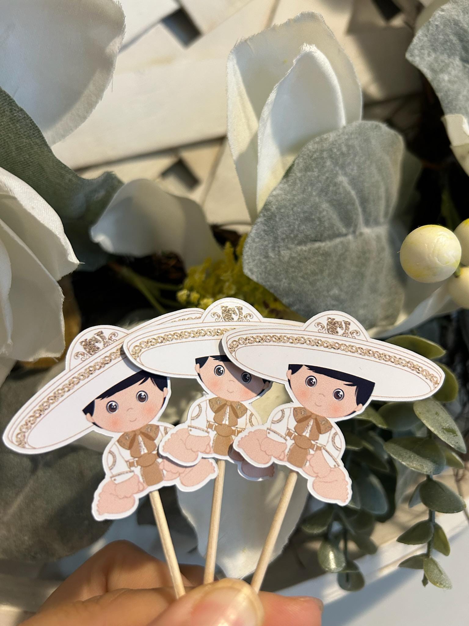 12pc Charrito Cupcake Toppers: Mi Bautizo, First Birthday Party Picks