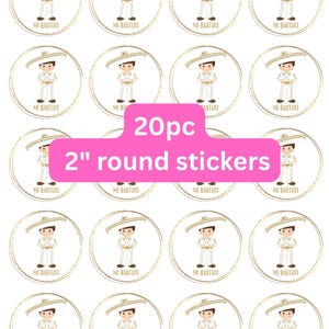 Mi Bautizo Charrito Stickers: 2&quot; Round Labels, 20pc