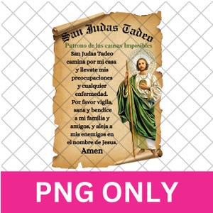 San Judas Oracion PNG, Download digitale, Design per maglietta, Immagine a sublimazione, San Judas Tadeo, File religioso, San Giuda, Giuda apostolo