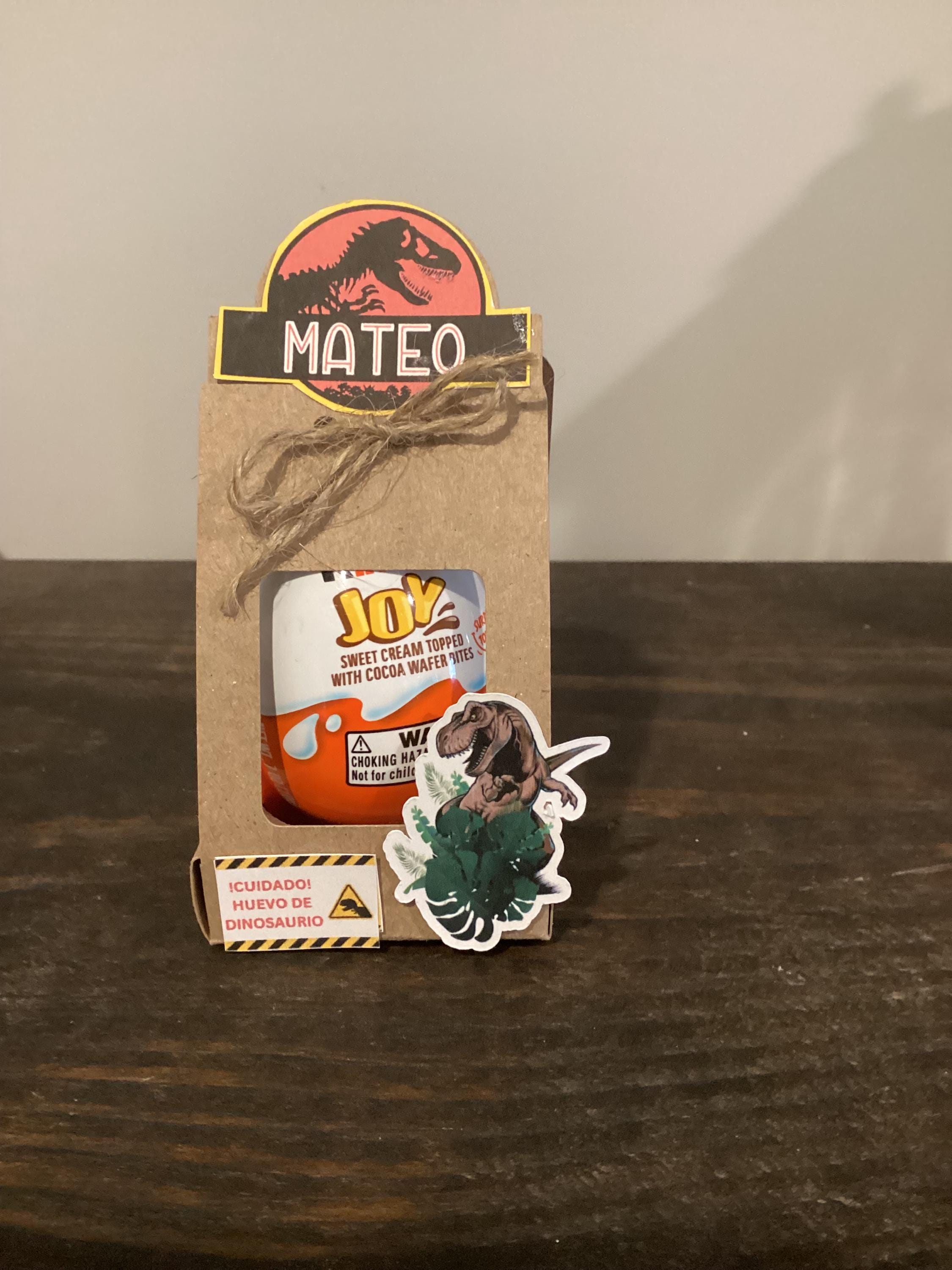 Personalized Dinosaur Party Favor Box:  T-rex Kinder Egg Holder