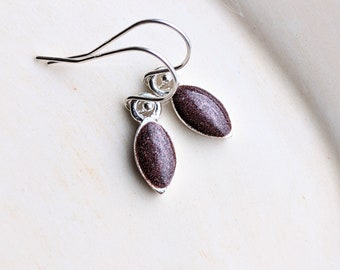 Dark Pink Drop Earrings, Silver Earrings, Navette Earrings, Resin Jewelry