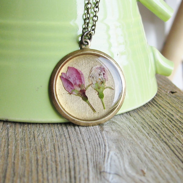 Flowering Crabapple Necklace Pressed Flower Botanical Jewelry Nature Inspired Garden Lover Gift Resin Pendant