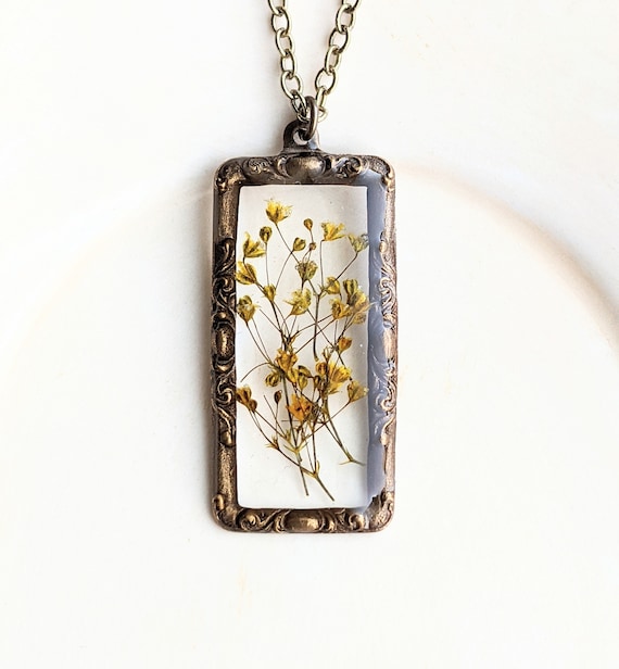 Pressed flower necklace etsy sale