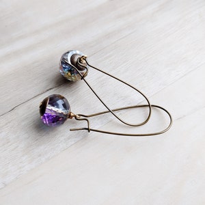 Crystal Globe Earrings, Long Earrings, Crystal Earrings, Faceted Glass Earrings, Brass Earrings image 5