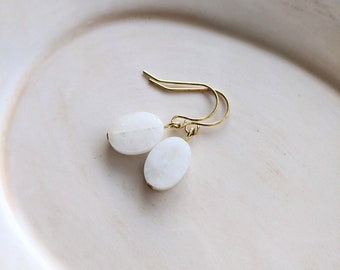 White Stone Earrings, Amazonite Earrings, Simple Stone Earrings, Delicate Boho Jewelry, Minimalist Earrings Natural Stone Earrings