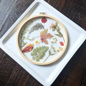 Framed Flowers Wall Art, Assorted Flowers, Hoop Art Decor, Botanical Gifts, Floral Arts, White Flowers, Nature Lovers Gift