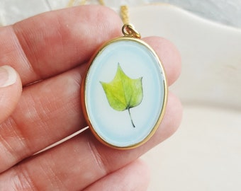 Tree Leaf Art Necklace, Resin Jewelry, Tree Leaf Art Jewelry, Nature Inspired Jewelry, Botanical Necklace
