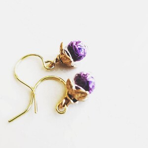 Purple Moss Earrings, Tiny Nature Earrings, Terrarium Jewelry, Terrarium Earrings, Botanical Jewelry, Glass Earrings