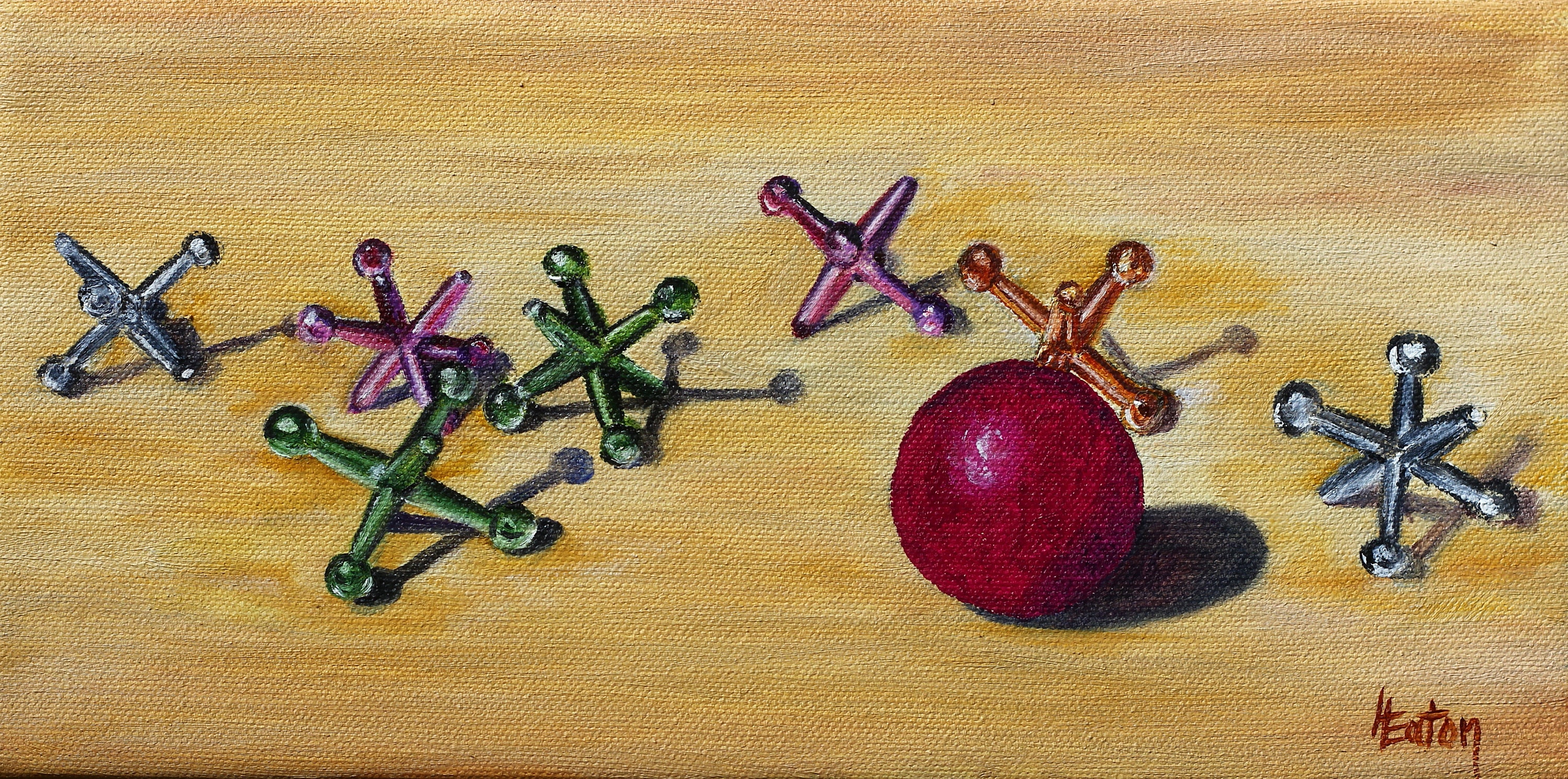 Jacks and Ball Painting of Toys Vintage Toys Metal Jacks Etsy Singapore