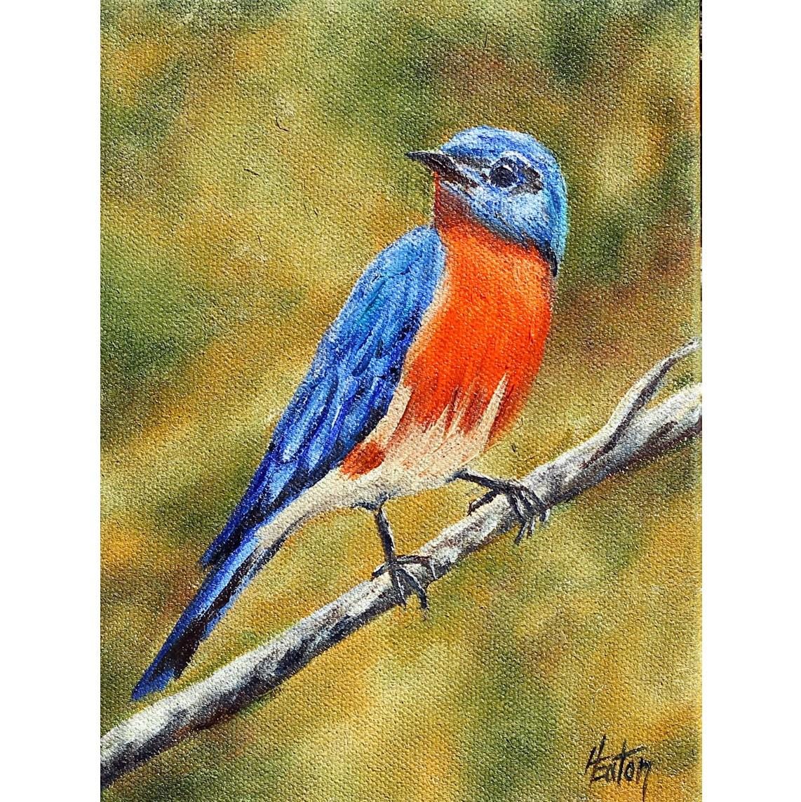 Bluebird Oil Painting - Etsy