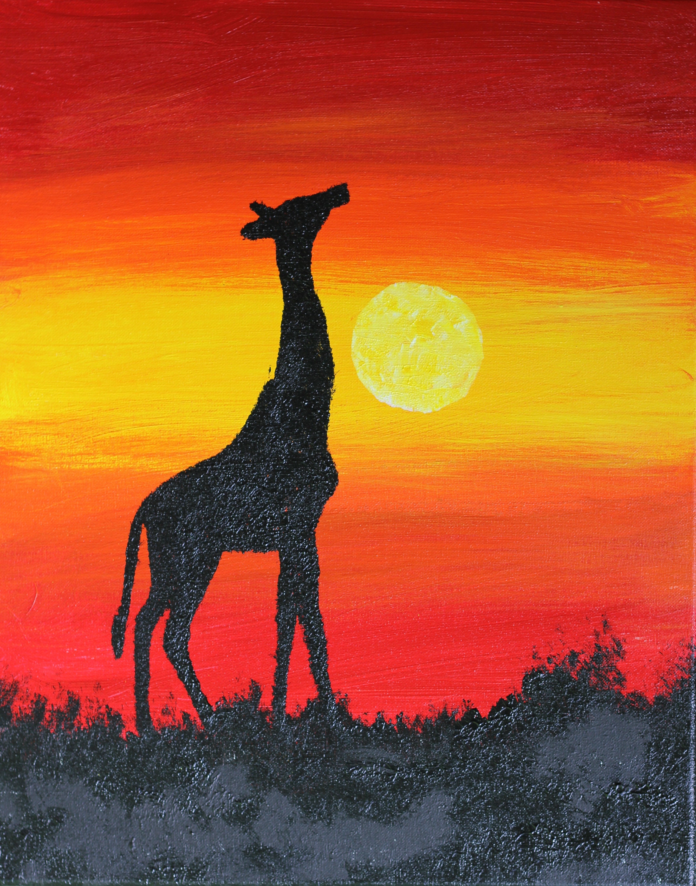 Silhouette Coyote American Wildlife Sunset Wolf Original Acrylic Painting 16x 20 Helen Eaton Wildlife Sunrise VBS Howling Wolf