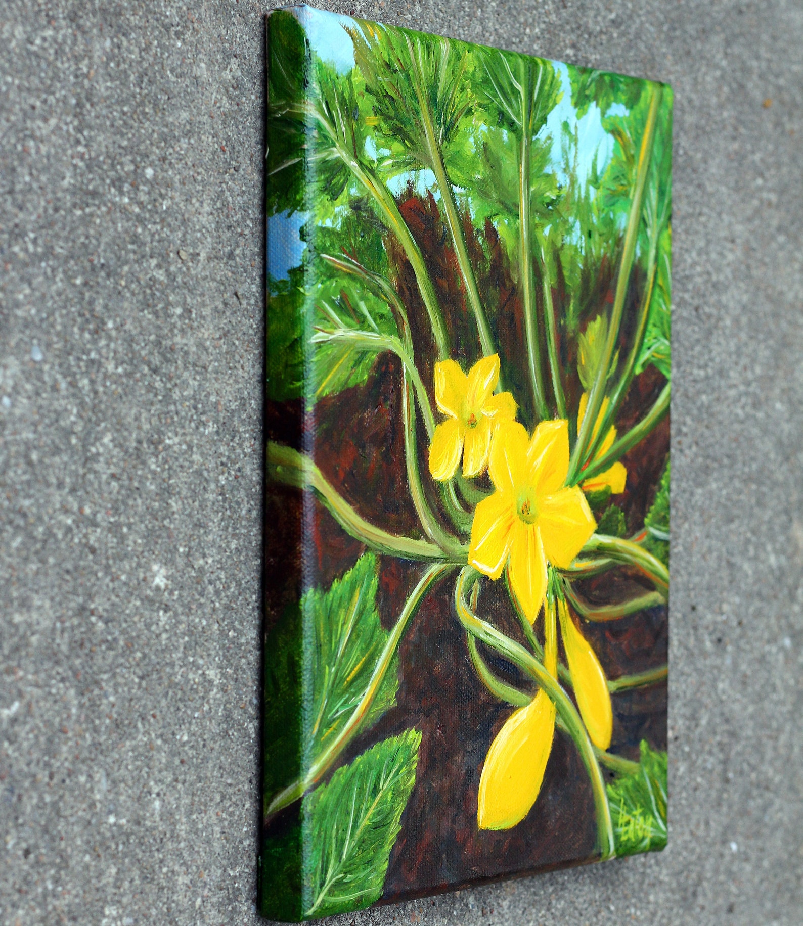 Squash Blossom Original Oil Painting 8x10 Summer Squash Etsy