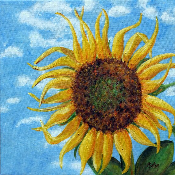 Original Sunflower Oil Painting: 12x12 Square Canvas Art - Etsy