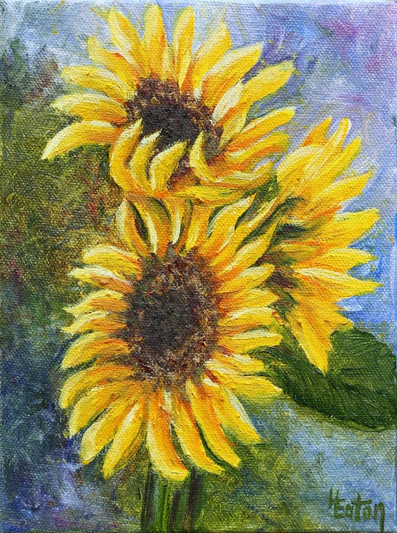 油絵 絵画 【sunflower】 Original Sunflower Oil Painting: 6