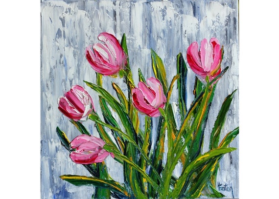 Tableau acrylique  Le temps des tulipes - la peinture en abstrait