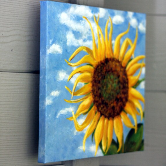 Original Sunflower Oil Painting: 12x12 Square Canvas Art - Etsy