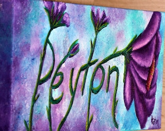 Custom Name Painting, Name Plate, Original Oil Painting, 6x12 Canvas,  Nursery Decor, Decorative Name, Personalized Painting, Helen Eaton