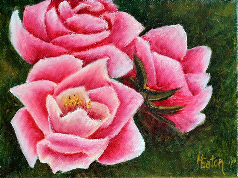 Pink Flowers Wall Art 8”x 8”