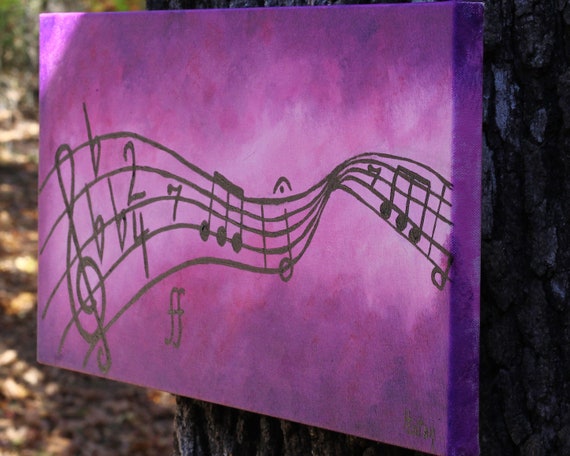 Beethoven's Fifth Symphony Oil Painting: Purple Pink Music Art