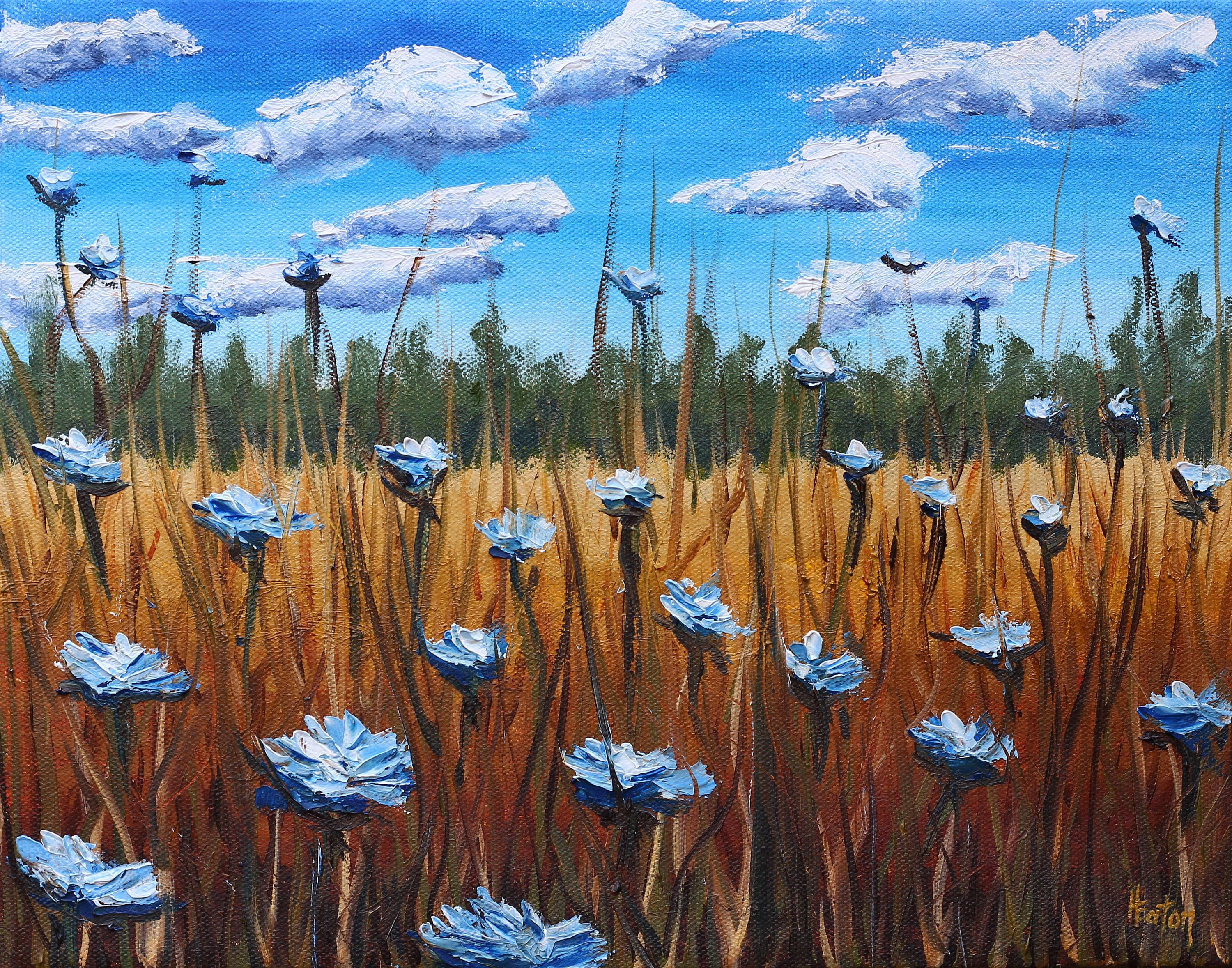 Field of Blue Flowers, Oil Painting, 11