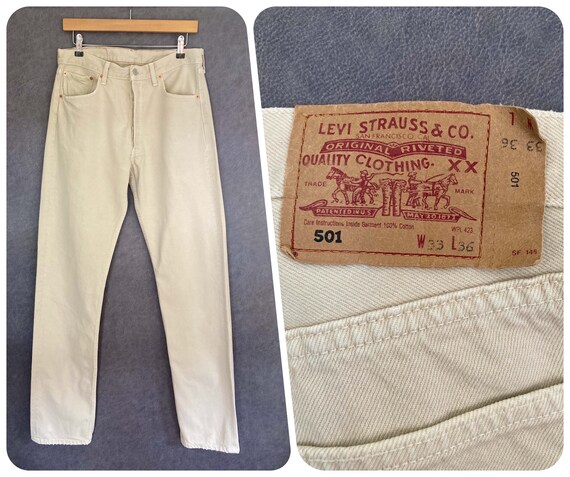 Levis 501 Vintage 90s 1990s Cream Light 