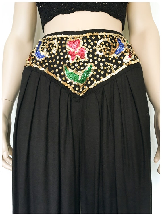 Vintage 1980's High Waisted Indian Cotton Sequins… - image 4