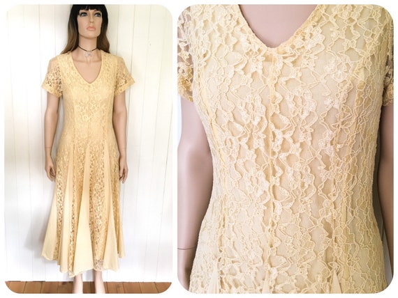 Vintage 80s Dress | Vintage 80s Does 50s Dress | Vintage Cream Lace Dress | Vintage Swing Dress | Full Circle Skirt Dress | Wedding UK10 - Etsy Vintage 80s Dress | Vintage 80s Does 50s Dress | Vintage Cream Lace Dress | Vintage Swing Dress | Full Circle Skirt Dress | Wedding UK10 - Etsy