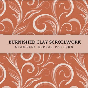 Terracotta Scrollwork Pattern | Warm Clay Ornamental Design (Digital Paper)