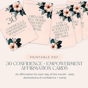 Cartes d'affirmation pour les femmes - 30 citations sur la confiance en soi et l'autonomisation - Estime de soi, motivation, jeu de mots sur l'état d'esprit positif au quotidien, téléchargement PDF