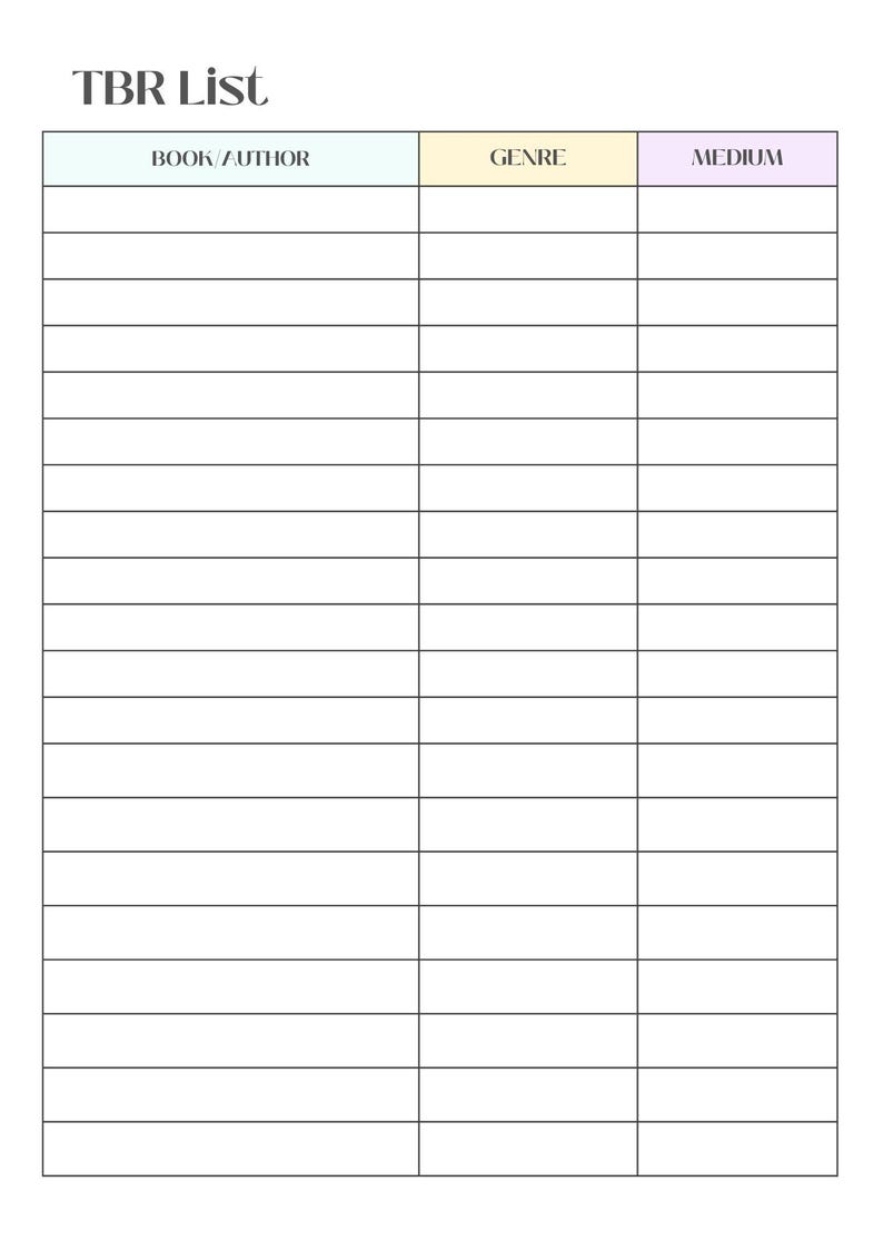 To Be Read (TBR) List - Etsy