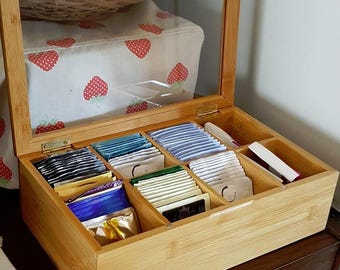 Bamboo Tea Bag Storage Box | Tea Storage Holder | Tea Bag Organizer | Tea Bag Holder | Tea Storage Box