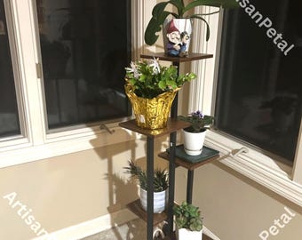 Multi-Tier Wooden Plant Stand Indoor | Modern Corner Plant Holder | Plant Riser & Flower Pot Stand for Home Decor | Housewarming Gift