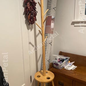 8-Hook Freestanding Bamboo Coat Rack with an Umbrella Organizer | Coat Rack With Shelf | Antique Coat Rack | Coat Hanger | Hat Rack