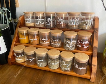 Wooden Rustic Spice Rack for Countertop | Spice Storage | Spice Holder | Spice Shelf | Spice Display | Spice Organizer | Kitchen Storage