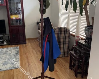 8 Hooks Wooden Standing Coat Rack With 3 Adjustable Sizes | Antique Coat Rack | Modern Coat Rack | Coat Hanger | Hat Rack | Clothing Rack
