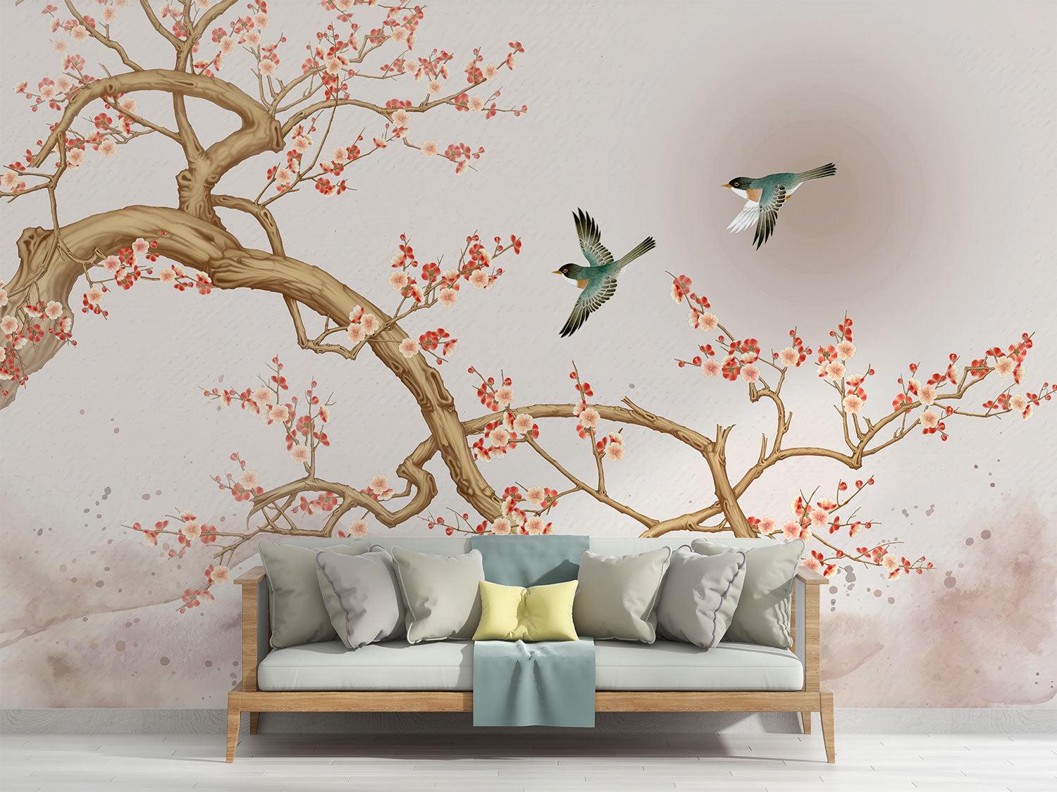 Cherry Blossom Wall Mural: Chinoiserie Floral Wallpaper - Etsy