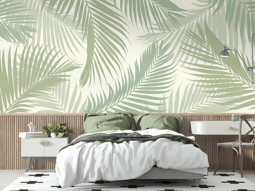 Tropical Palm Leaf Wall Mural – Peel and Stick Wallpaper - Etsy