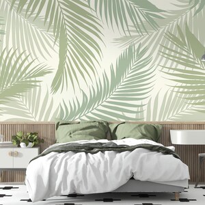 Serene Palm Leaf Wall Mural – Fresh tropical wallpaper design for modern spaces, peel and stick wallmural
