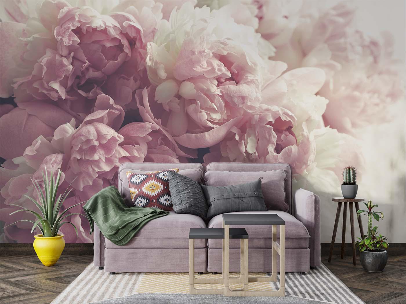 Blush Peony Wall Mural: Elegant Floral Peel and Stick Wallpaper - Etsy