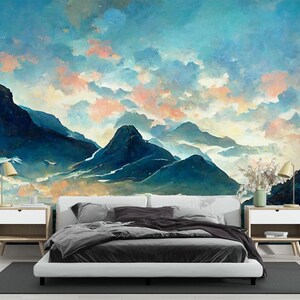 Fairy Land wall mural | Blue Ridge Sunset Wallpaper; Scenic Nature Wall Decor for Bedroom, Living Room, or Office Accent Wall