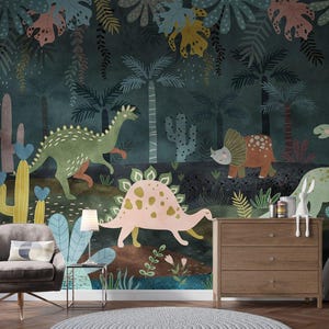 Dinosaur Jungle Wall Mural: Kids Room Decor, Peel and Stick Wallpaper