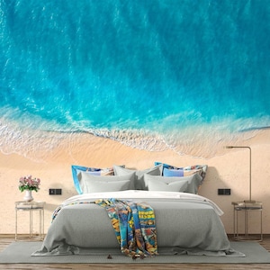 Ocean wave wall mural | Beach Wall Decor For Bedroom or Bathroom, Self Adhesive Peel And Stick Wallpaper