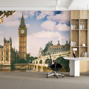 Big Ben Mural Wallpaper | London Wall Decor For Living Room, Bedroom Or Office; Removable Peel And Stick Wallpaper
