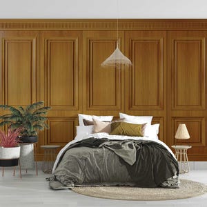 Oak Wood Panel Wallpaper Mural | Bedroom Wallmural - Peel And Stick Wallpaper