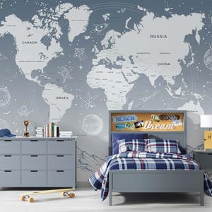 Weltkarte Wandbild – Abenteuer Tapete für Kinderzimmer und Studium, Schälen und Aufkleben