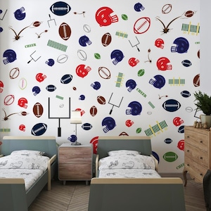 Colorful Football Wall Mural | Kids bedroom wall decor, custom removable wallpaper