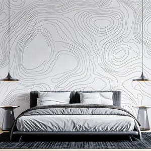 Topographische Karte Wandbild Tapete | Tapete zum Abziehen und Aufkleben Wandbild