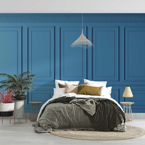 Dark Blue Wood Panel Wallpaper Mural